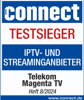 Testsiegel Connect Testsieger, IPTV- und Streaminganbieter, Telekom MagentaTV, Heft 08/2024