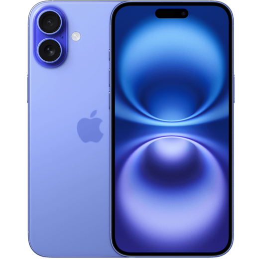 iPhone 16 Plus in Ultramarin von vorne und hinten